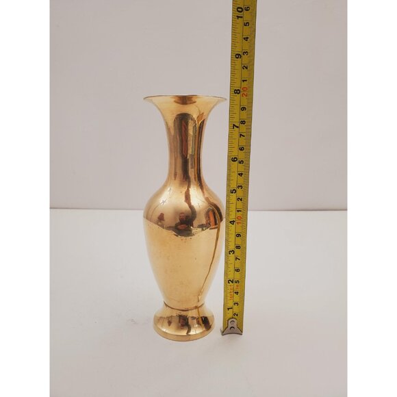 small Vintage Brass Vase - Boho / Eclectic Decor - Decorative Centerpiece Vase - Picture 7 of 9